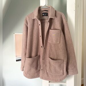 Carhartt Brushed Fleece Loose Fit Shirt Jacket in Mauve Pink size Large